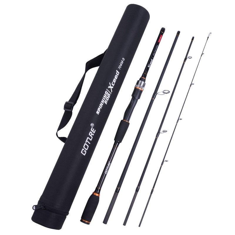 Goture 4 Piece Travel Spinning Fishing Rods Portable 4 Sections Lightweight Carbon Fiber Poles M Power MF Action 8ft - Image 1